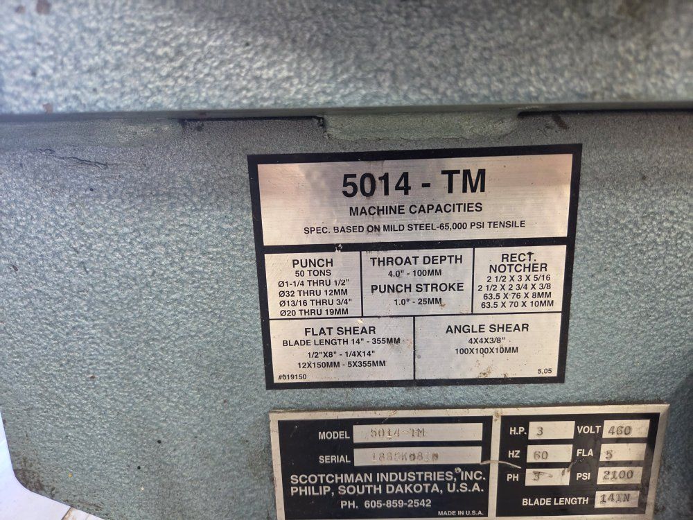 Scotchman 5014-TM 50 Ton Ironworker – Great Condition