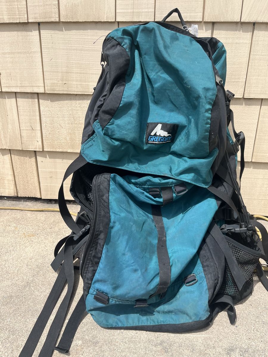 Vintage Gregory Internal Frame Backpack Teal Blue Black Hiking Camping