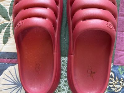 UGG Women's Red Sport Yeah Slides, Cushioned Slip-On Sandals, Size 8W