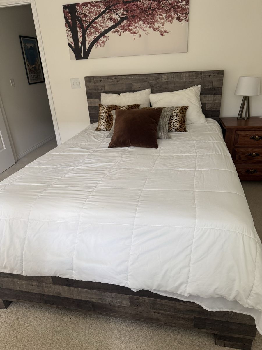 Queen bed frame and mattress