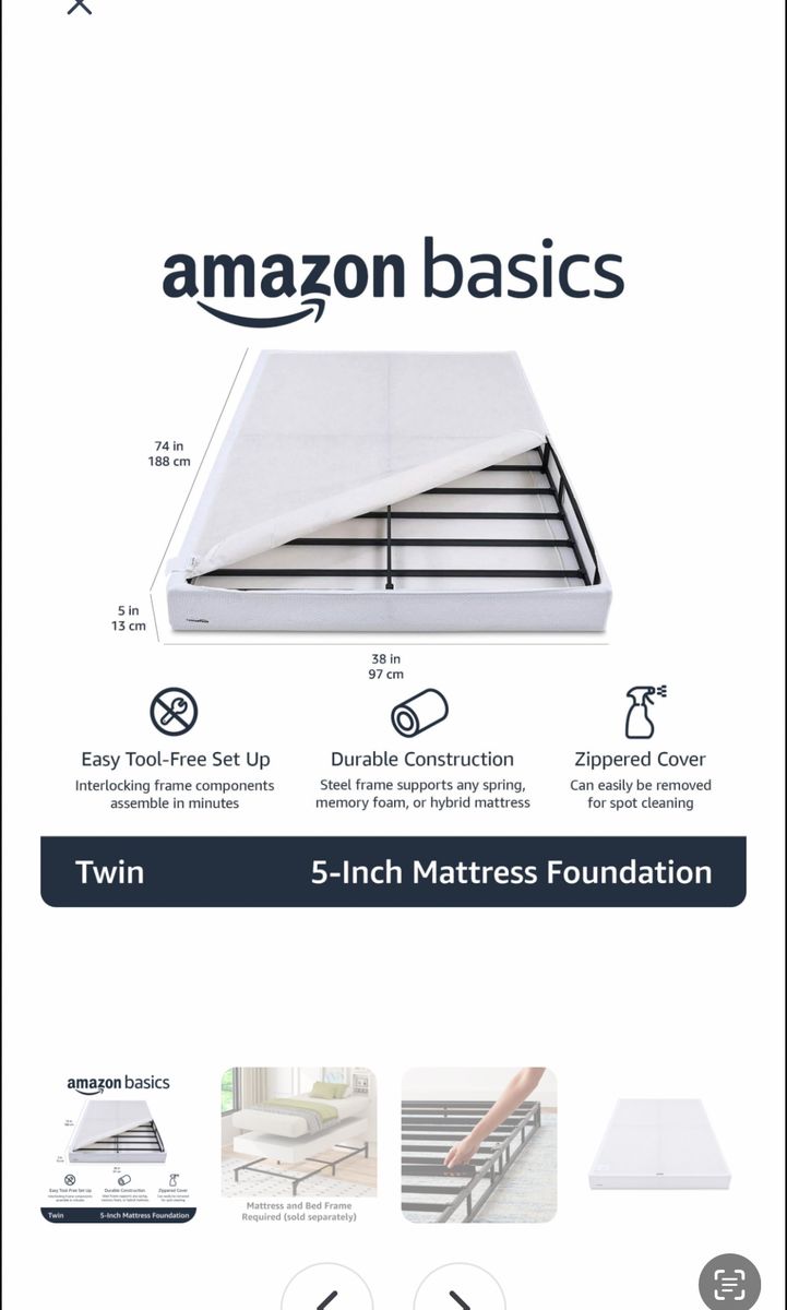 Amazon basics twin metal box spring w/cover