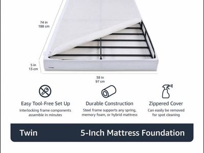 Amazon basics twin metal box spring w/cover