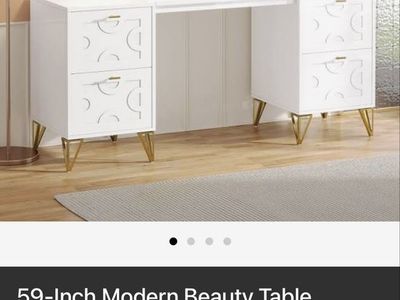 59-Inch Modern White Vanity Desk HOGA-J0334