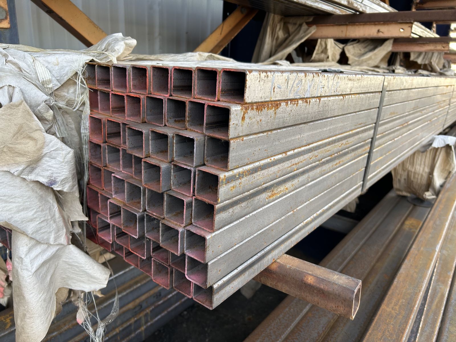 Surplus Steel Square Tubing 1-1/2 x 1-1/2 x .095 x 24' - $30.95 each