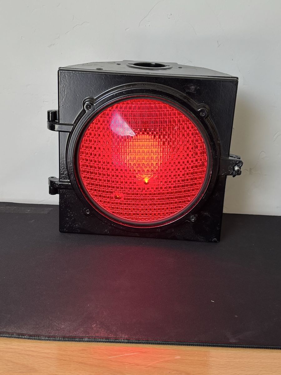 8” Vintage Glass Red Econolite Base and Eagle Lens (bulb)