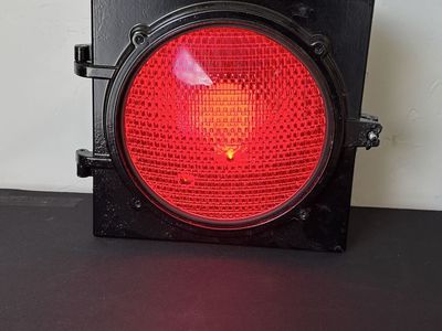 8” Vintage Glass Red Econolite Base and Eagle Lens (bulb)