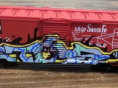 Custom graffiti model train