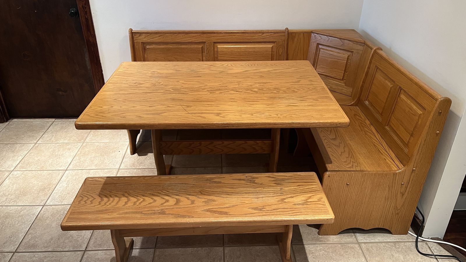 Solid Oak Corner Dining Set With Benches