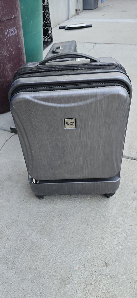 Sharper Image Multi-Access Hardside Underseat Spinner – Grey Laptop Rolling Suitcase