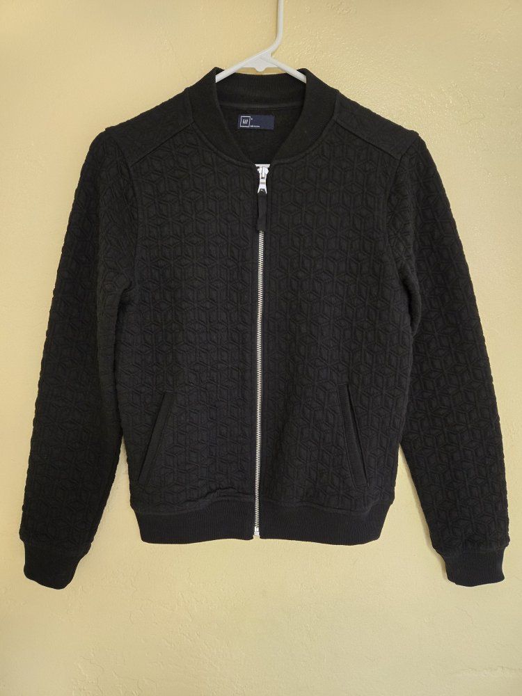 GAP Black Quilted Bomber Jacket Full Zip Size Small
