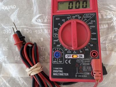 7 Function Digital Multimeter - Red, Electronic Testing Tool with Leads