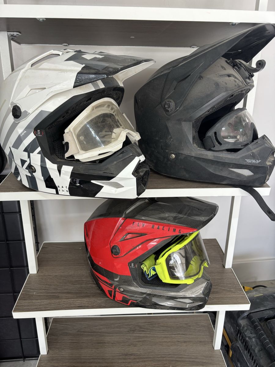 Used Motocross Helmets - Red/Black, White/Black, Black - small size