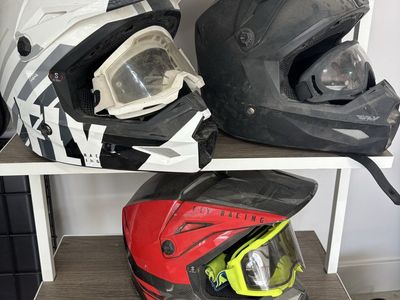 Used Motocross Helmets - Red/Black, White/Black, Black - small size