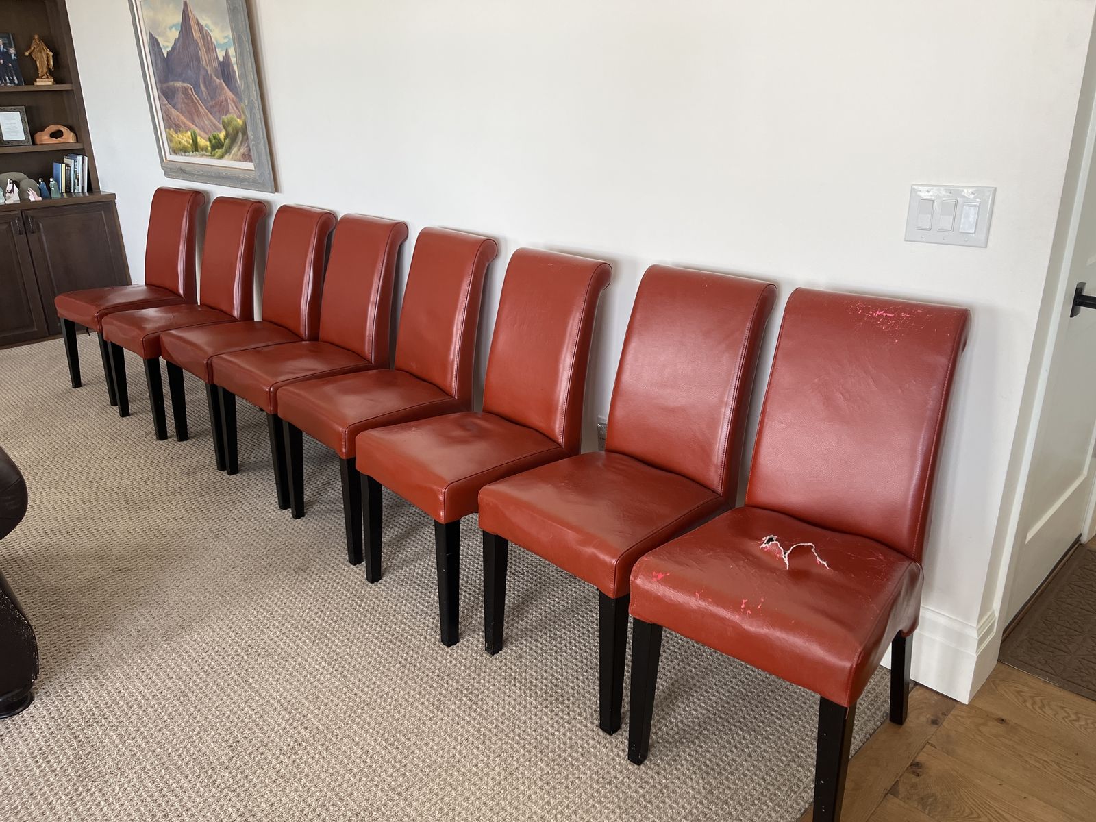 8 bonded leather dining chairs