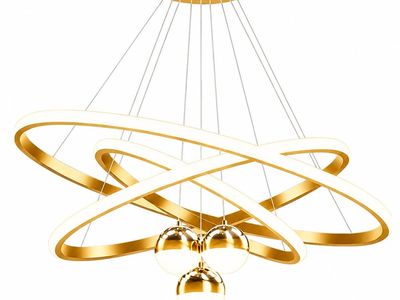 ZeniLife LED Pendant Light, Adjustable Height, 72W, 23.6 Inch Dia, Gold