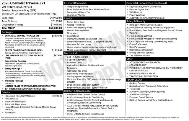 2026 Chevrolet Traverse Z71