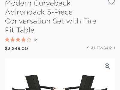 POLYWOOD Modern Curveback Adirondack 5-Piece Conversation Set with Fire Pit Table - Black