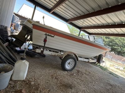 Vintage Bell-Boy Fiberglass Runabout Boat with Johnson Outboard Motor and Trailer