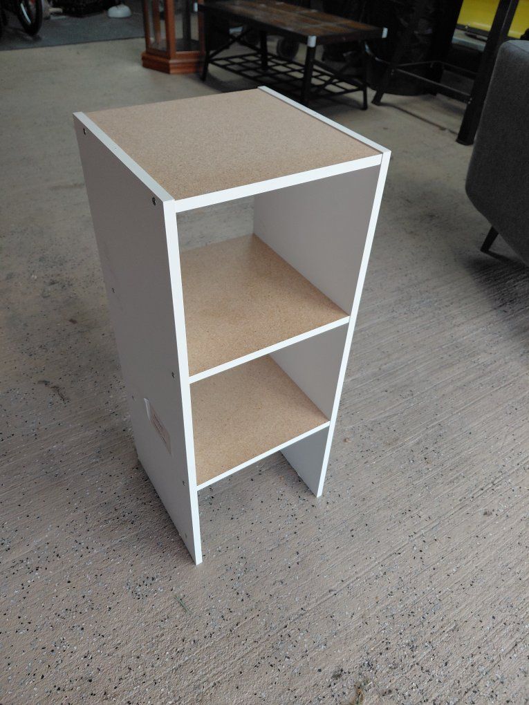 White MDF & Cork 3-Tier Storage Shelf Unit - Versatile Display & Organization