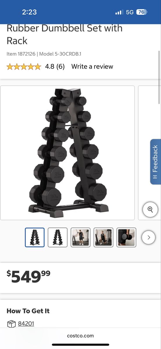 Centr 12 sided 210lb Rubber Dumbbell set with Rack 5-30 lb