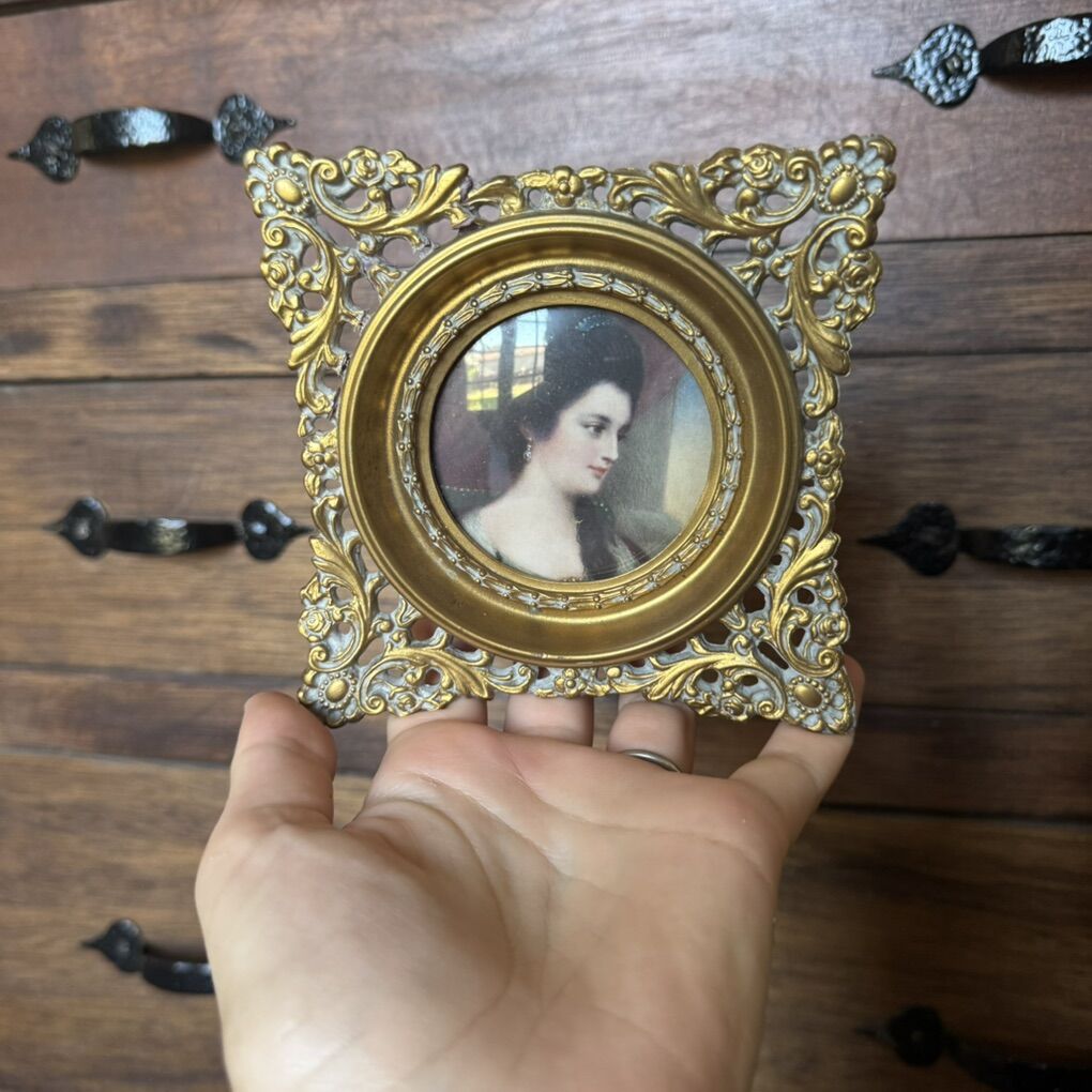 Vintage Kitty Fisher Portrait Plaque Ornate Frame