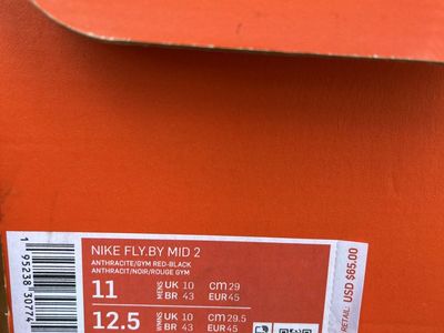 Brand New Nike Fly.By Mid 2 Anthracite/Gym Red-Black Men's Basketball Shoes CU3503 005 - Size 11