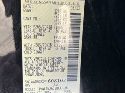 2013 NISSAN ARMADA Platinum