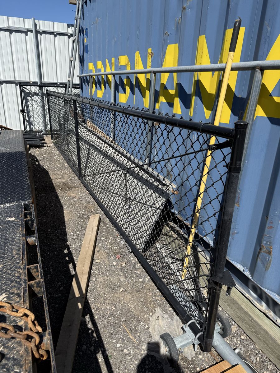 Used 4' Black vinyl coated chain link gate 19' roll gate