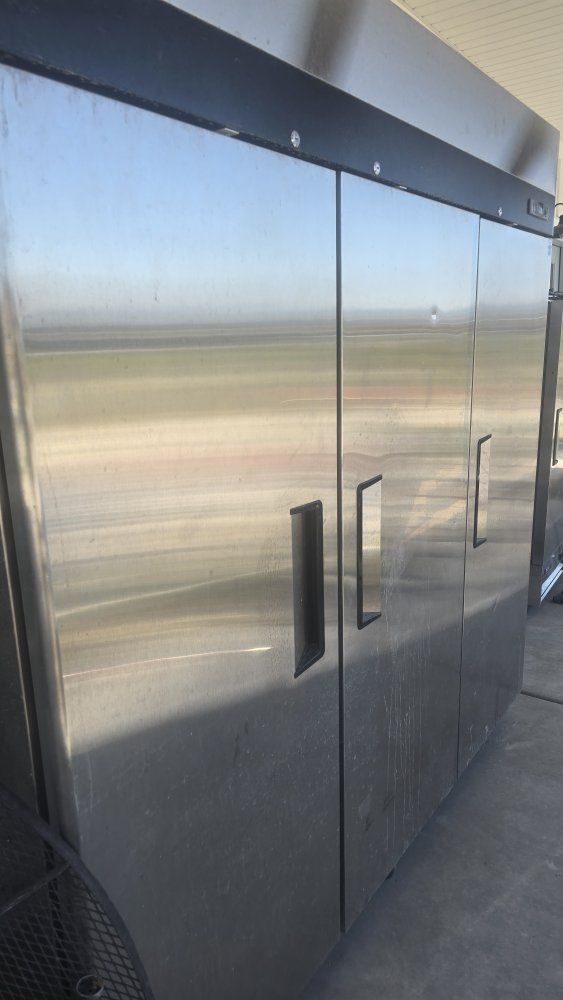 Commercial Stainless Steel Refrigerator with Multiple Doors & Shelving