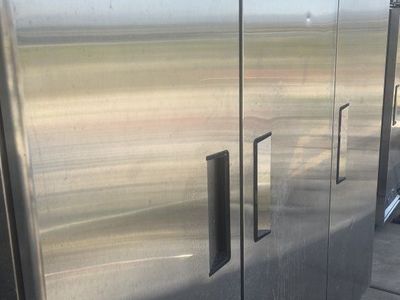 Commercial Stainless Steel Refrigerator with Multiple Doors & Shelving