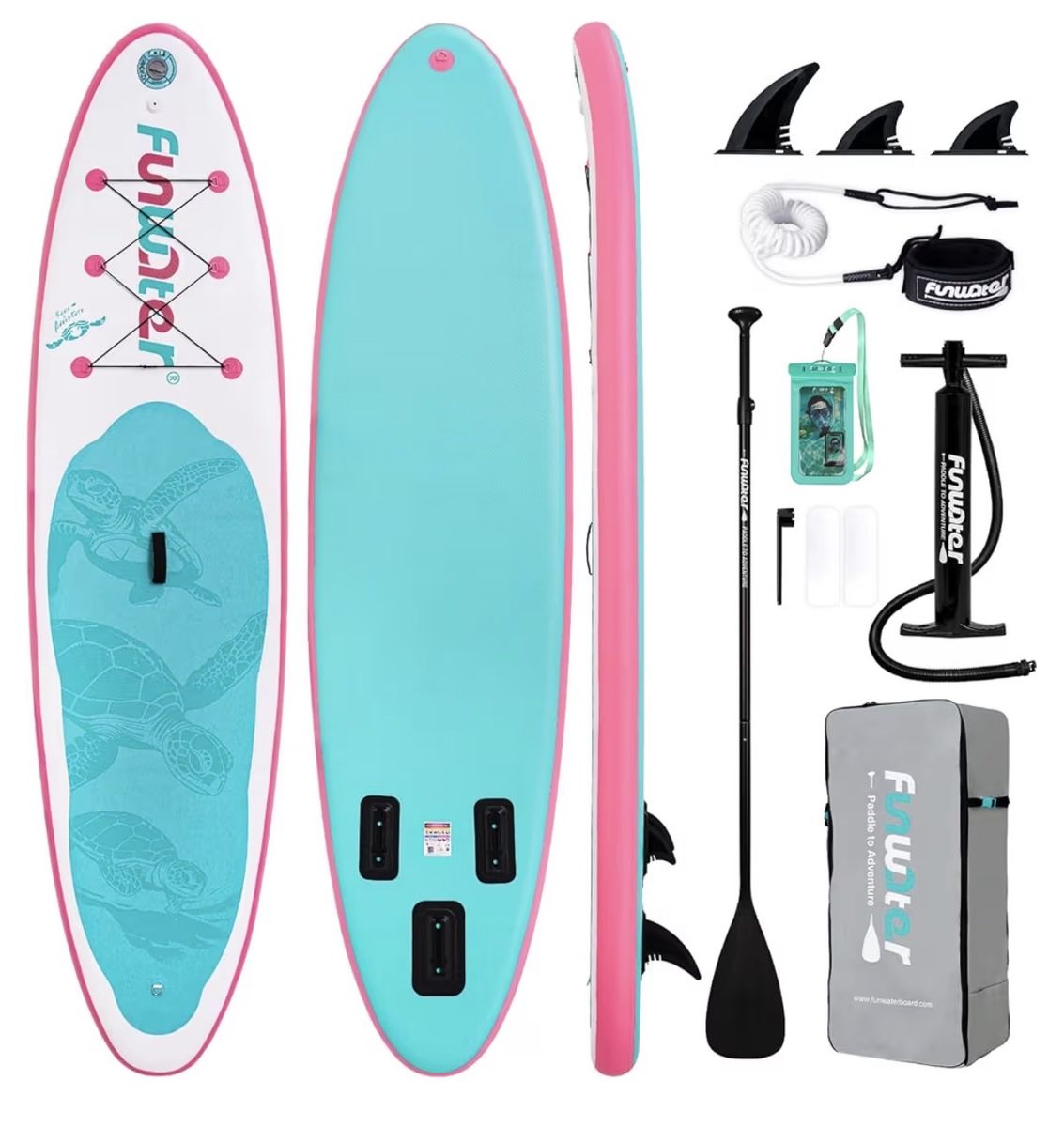 Brand New Factory Sealed Bundle Pack Stand Up Paddle Board Inflatable- Blue Turtle