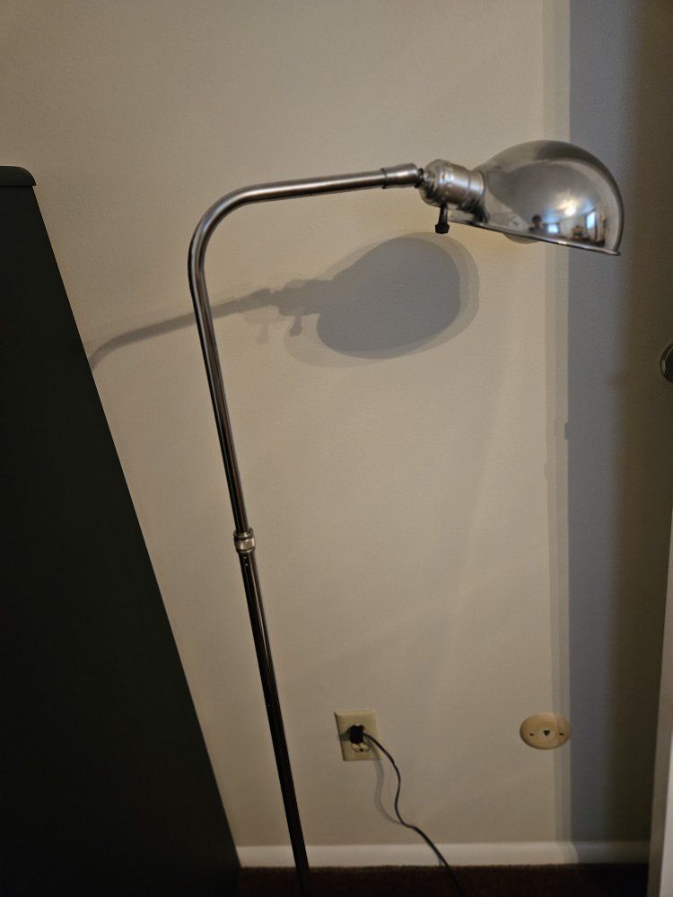 Adjustable Chrome Floor Lamp with Industrial Style Dome Shade - Great for Reading or Task Lighting