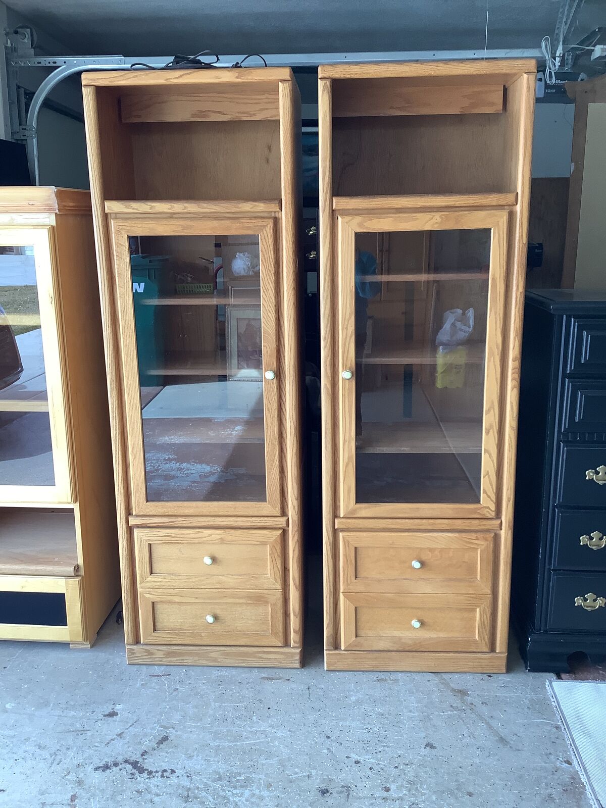 Pair Of All Wood Curios