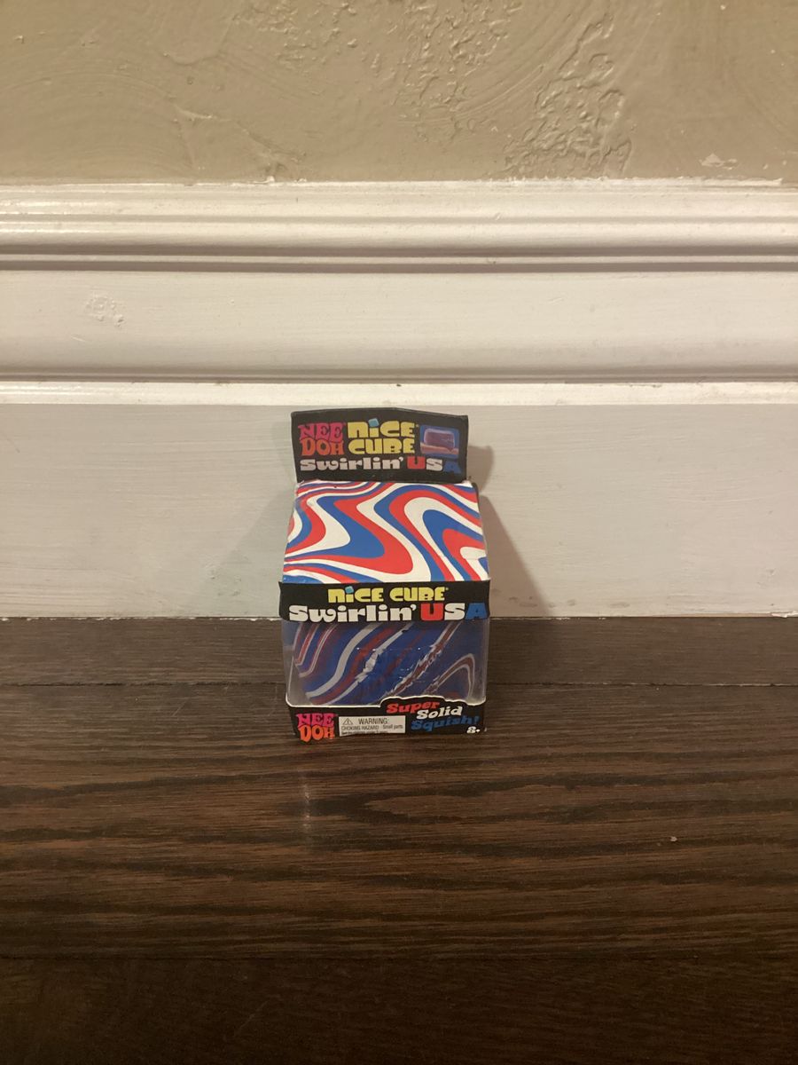 Limited Edition NeeDoh Nice Cube Swirlin' USA Super Solid Squish Fidget Toy Sensory Stress Relief