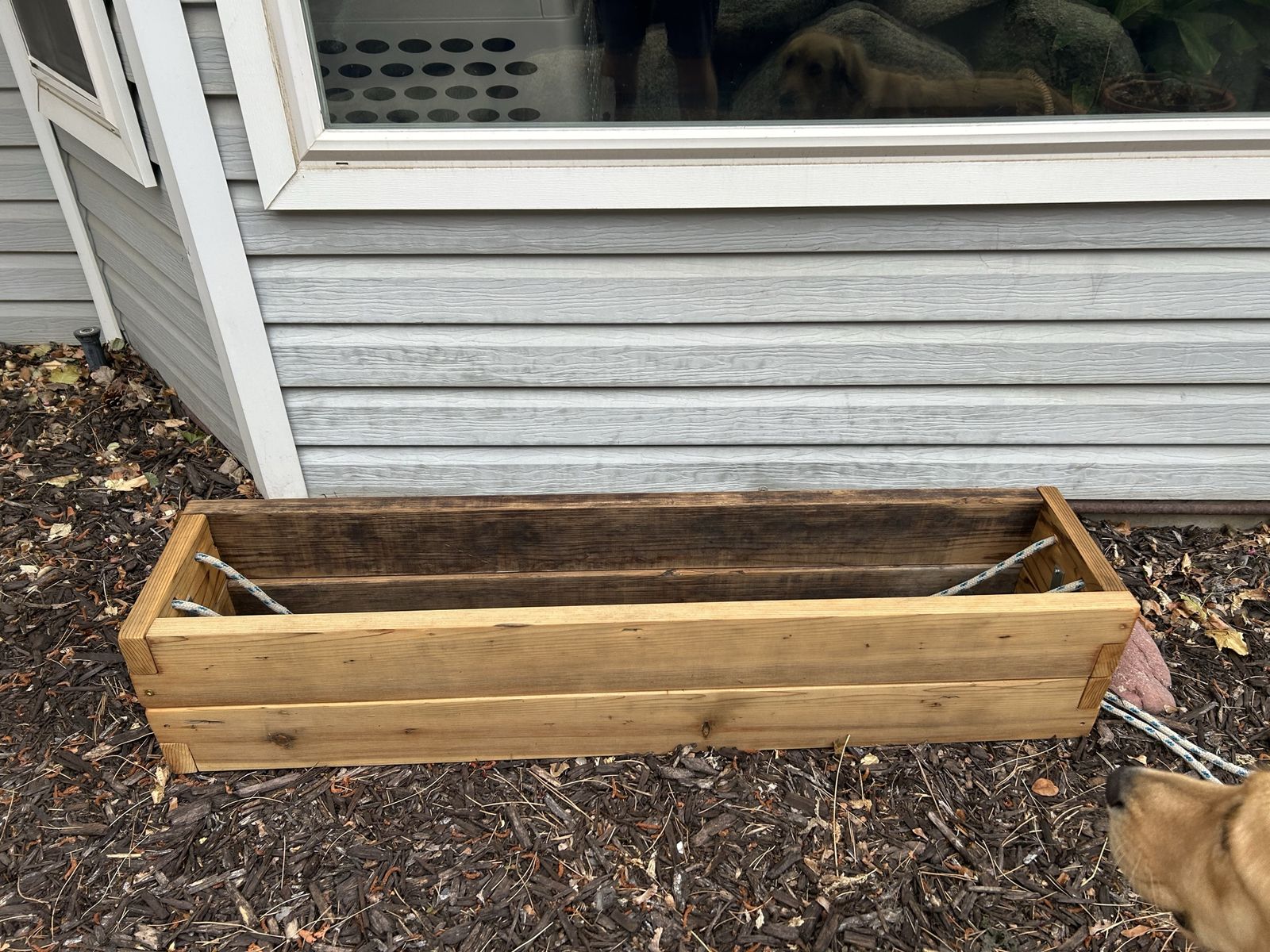 Rustic Wooden Planter Box with Rope Handles