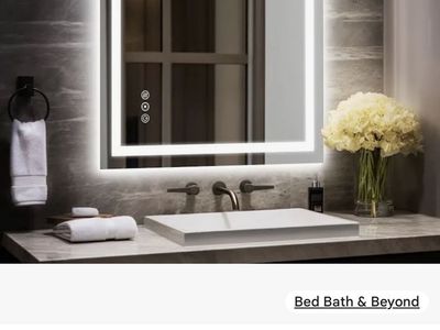 New, Bathroom Vanity Mirror with Single LED Light Strips and Adjustable Brightness - 28*36