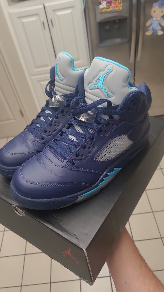 Nike Air Jordan 5 Retro Midnight Navy Turquoise Blue Size 10.5