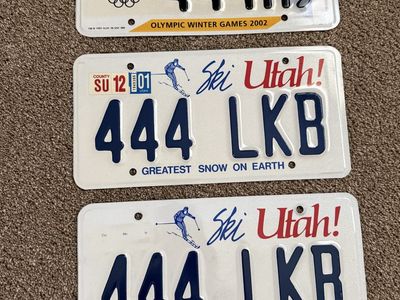 Vintage Utah License Plates Lot - 2002 Salt Lake Olympic Winter Games & Ski Utah! - 444!!