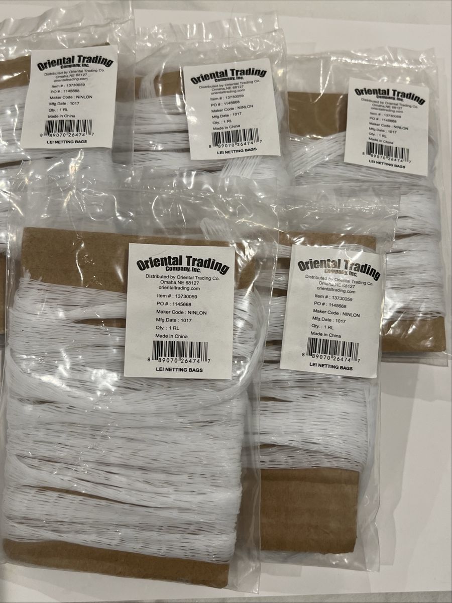 Oriental Trading Company Lei Netting Bags - White Nylon - 1 Roll per Pack (Lot of 5)