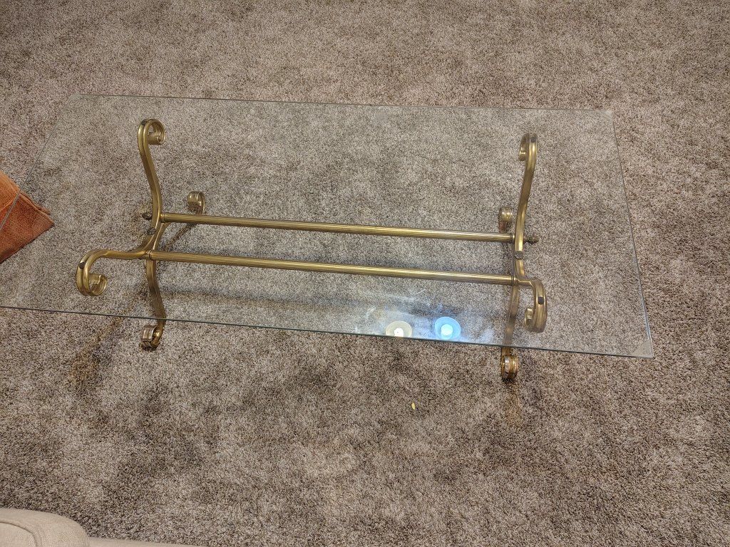 glass table with 2 matching side tables