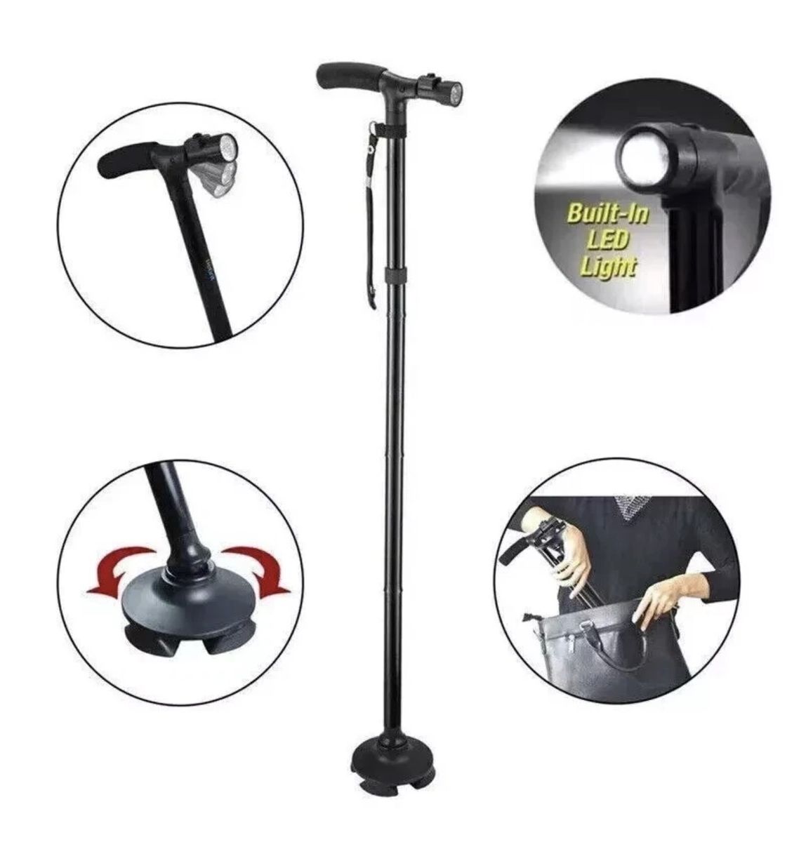 New! Foldable Walking Cane with Light