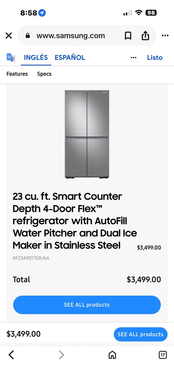 LG 23cu. ft. Smart Wi-Fi Enabled French Door Refrigerator in PrintProof Stainless Steel