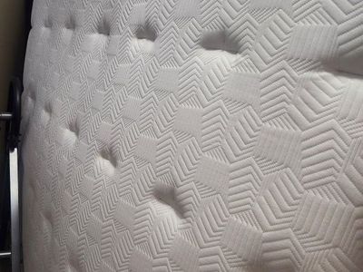 King Size Bed Frame w/ Wood Headboard & Mattress - Excellent Condition