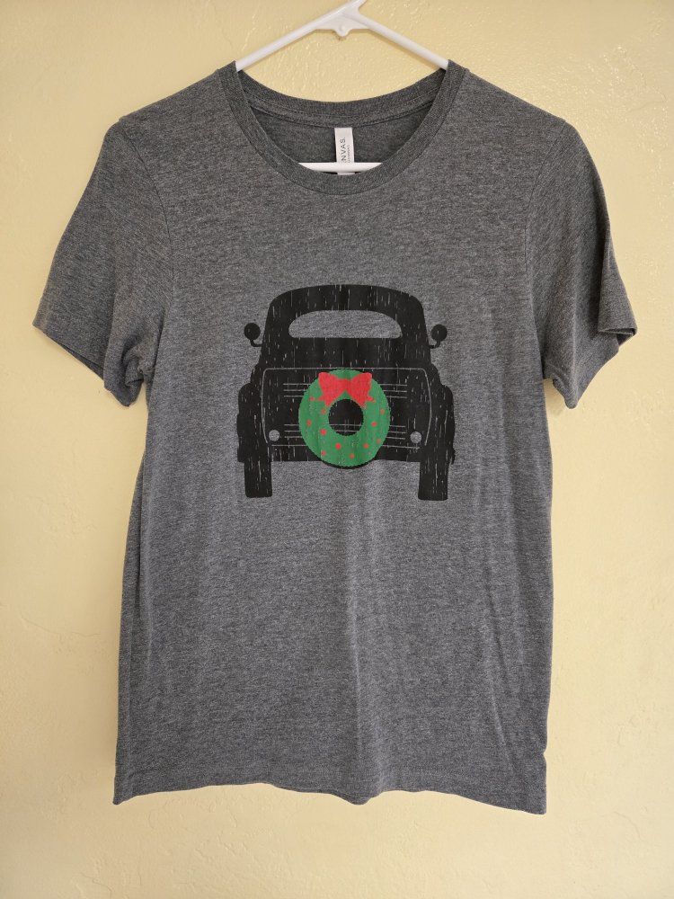 Bella + Canvas Women's Gray Christmas Truck Graphic T-Shirt Small S