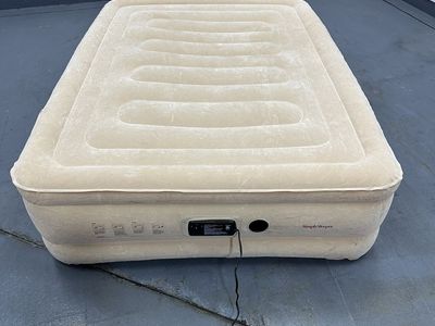 Simply Sleeper Brand, Raised Inflatable Mattress w/ Flocked Top & Side Material - Built-in Auto-Stop Electric Pump.