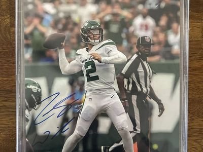 BYU COUGARS FOOTBALL Hand Signed Zach Wilson Signed New York Jets Photo Autograph Collectible BAS Beckett Authentication Slabbed