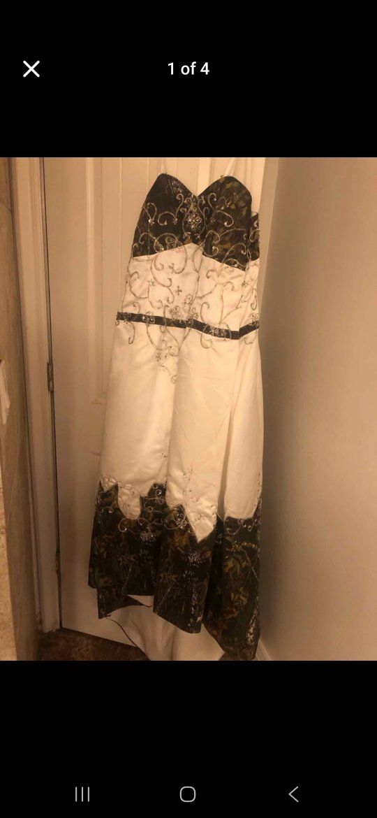 Unique White & Camo Embroidered Formal/Wedding Dress