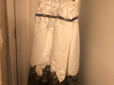 Unique White & Camo Embroidered Formal/Wedding Dress