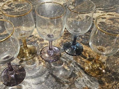 Cristalleria Fratelli Furno Colored Stem 8oz Wine Glasses Set of 6