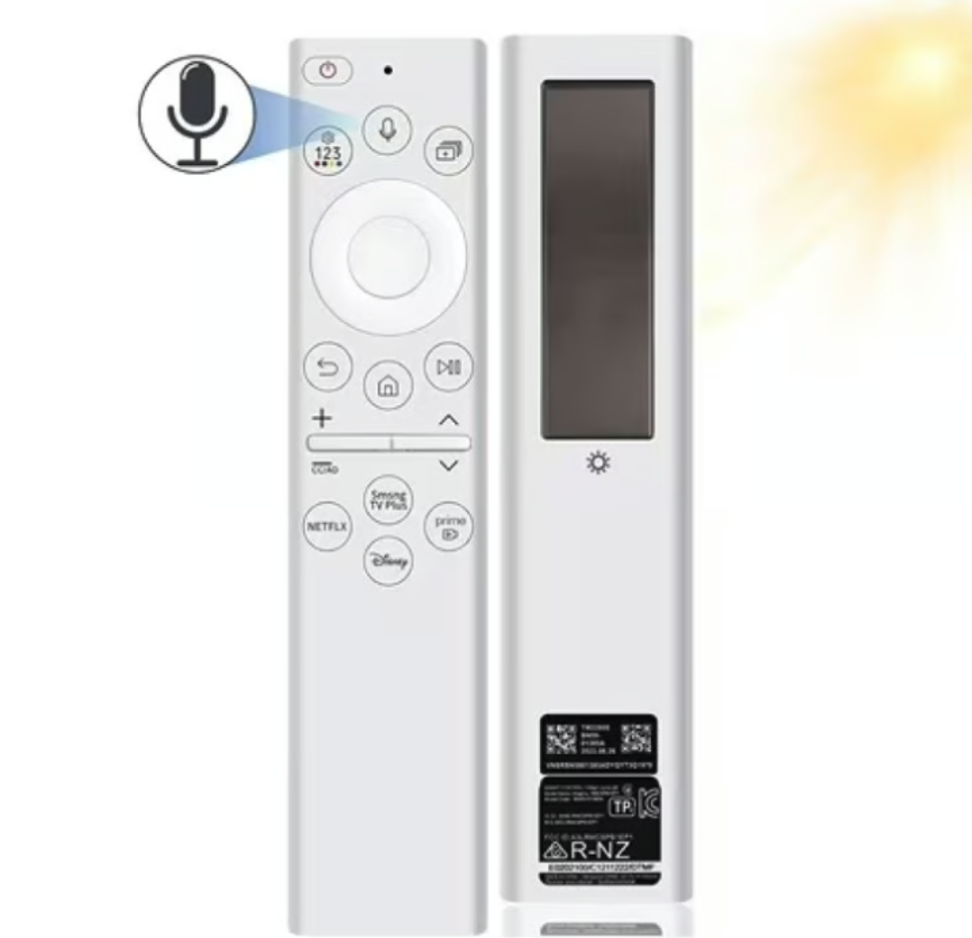 Solar Voice Remote for Samsung Frame Smart TV 2018-2024 USB-C Replacement White